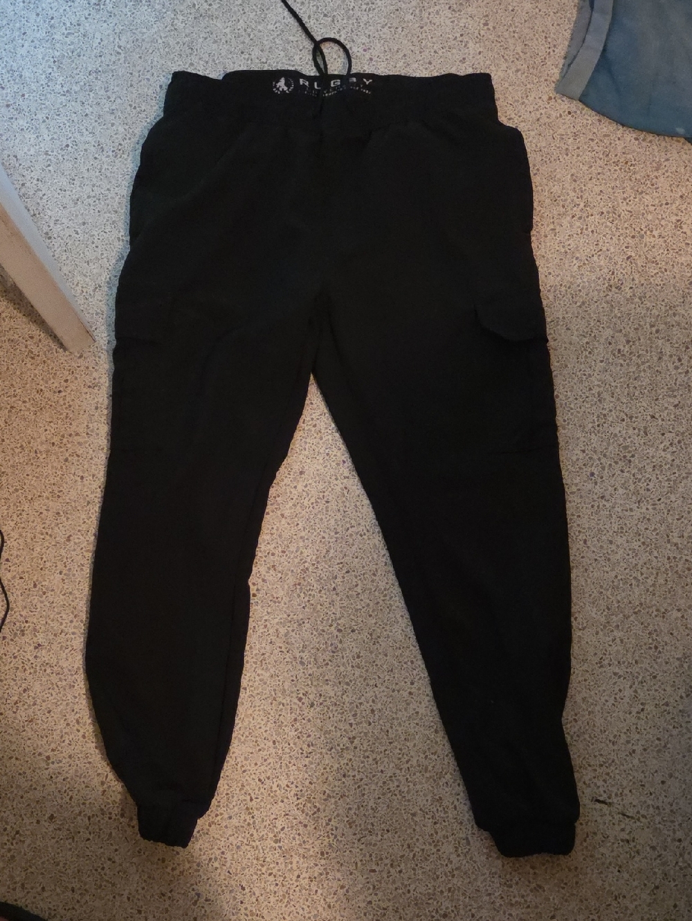 Rugby University Black Cargo Jogger Sweatpants